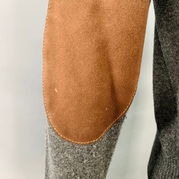 MAISON MARGIELA Size M Grey Brown Wool Suede Elbow Patches Sweater - Picture 5 of 12
